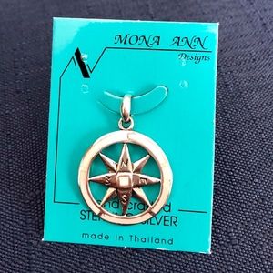 Sterling Silver compass pendant